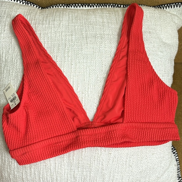 NWT Aerie Crinkle Longline Plunge Triangle Bikini Top - Picture 8 of 9